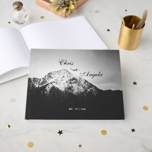 Black and white wedding under the mountains guest book