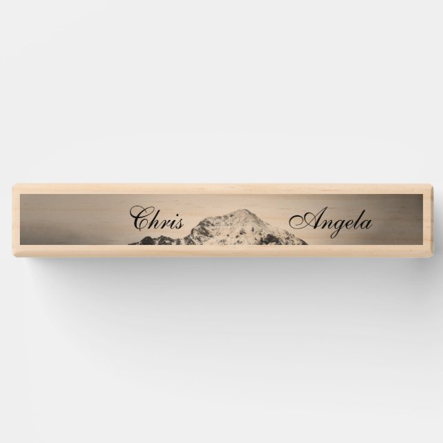 Black and white wedding under the mountains topple tower (Front)