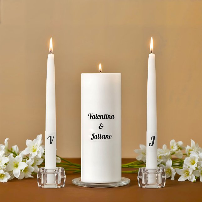 Black and White Wedding Unity Candle Set (Typography style black and white unity candle set)