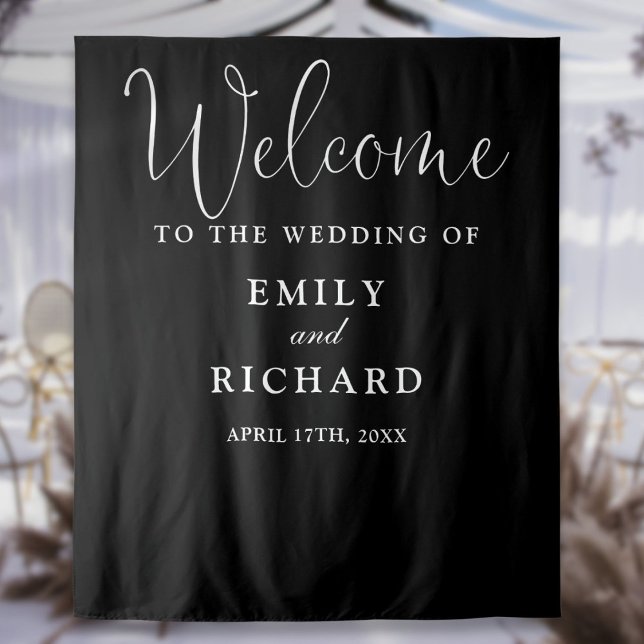 Black And White Wedding Welcome Photo Backdrop (Black And White Wedding Welcome Photo Backdrop)