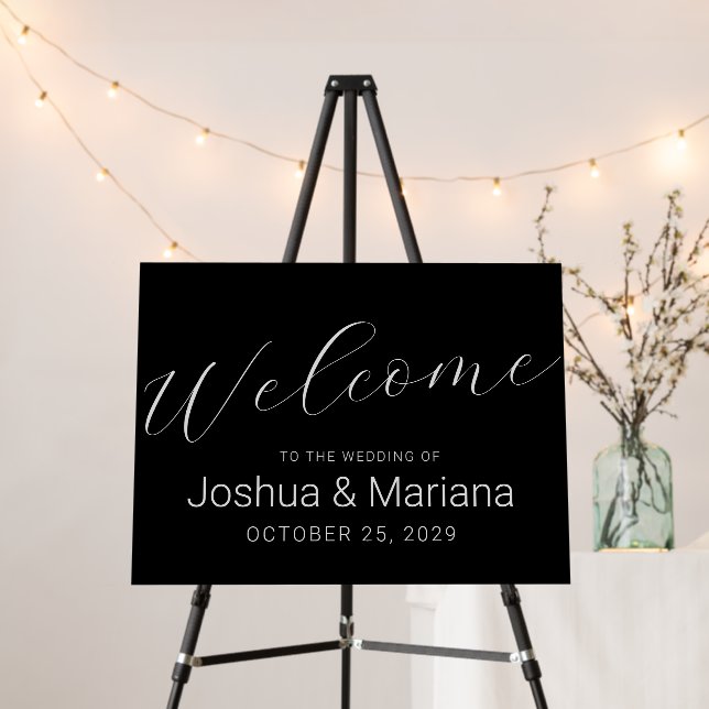 Black and White Wedding Welcome Sign (In Situ (Stand))