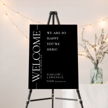 Black and White Wedding Welcome Sign