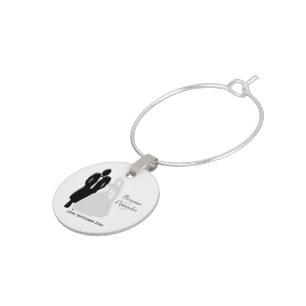 Black And White Wedding Wine Charm