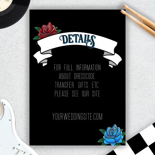 Black and white wedding with tattoos rose tattoo enclosure card
