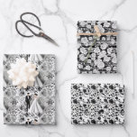 Black and white wedding wrapping paper<br><div class="desc">Step into a world of timeless sophistication with this elegant black and white wrapping paper, adorned with exquisite roses and a captivating illustration of a bride and groom. The monochromatic color scheme exudes a sense of classic charm, while the intricate rose motifs add a touch of romance and grace. The...</div>