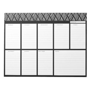 Black and White Weekly Desk Planner Notepad