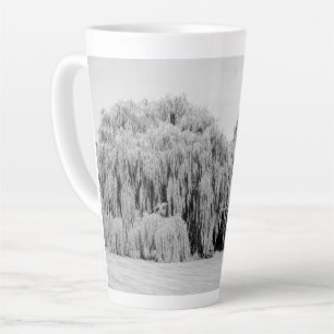 Black and White Weeping Willow Trees Latte Mug