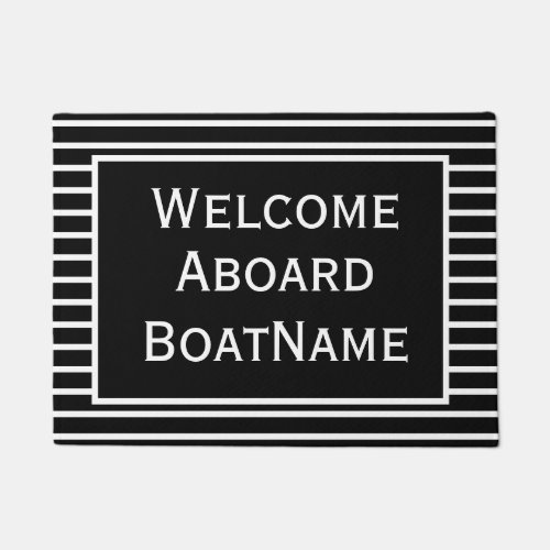 Black and White Welcome Aboard Boat Doormat
