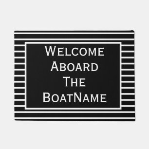 Black and White Welcome Aboard Boat Doormat