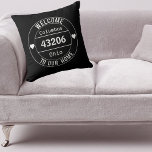 Black And White Welcome To Our Home Zip Code  Throw Pillow at Zazzle