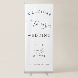 Black and White Welcome to our Wedding IIII Retractable Banner