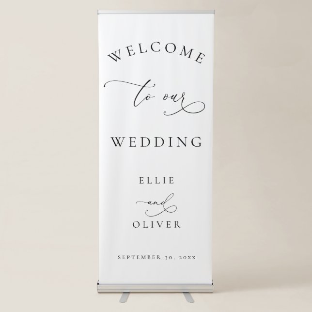 Black and White Welcome to our Wedding IIII Retractable Banner (Front)