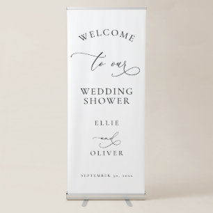 Black and White Welcome to our Wedding Shower Retractable Banner