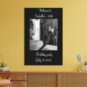 Black and white Welcome to the birthday party Canvas Print