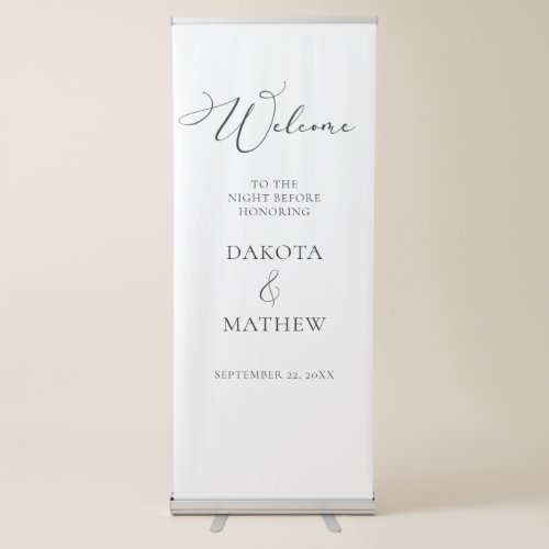 Black and White Welcome Wedding Night Before Retractable Banner