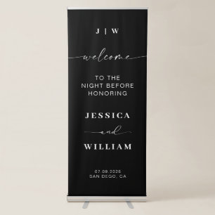 Black and White Welcome Wedding Night Before Retractable Banner