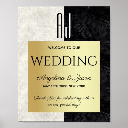 Black and White Welcome Wedding Poster