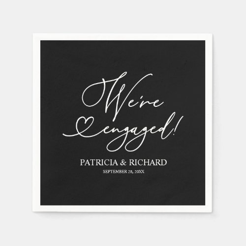 Black And White Were Engaged Engagement Party Nap Napkins