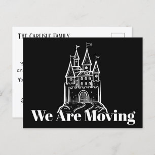 Black And White We're Moving Address Announcement Postcard