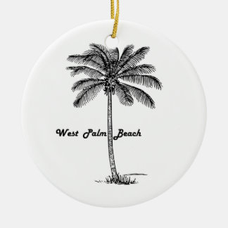 Black and white West Palm Beach & Palm design Ceramic Ornament