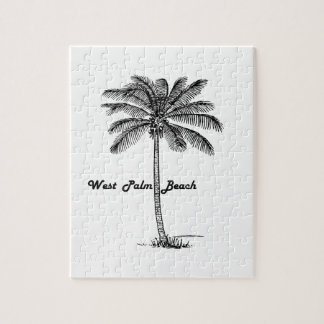 Black and white West Palm Beach & Palm design Jigsaw Puzzle