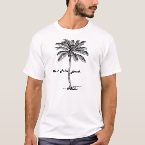 Black and white West Palm Beach  Palm design T_Shirt