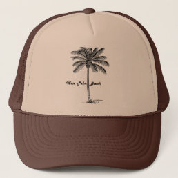 Black and white West Palm Beach &amp; Palm design Trucker Hat