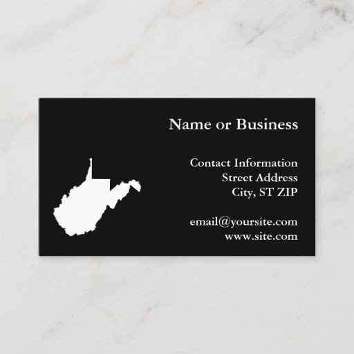Customizable West Virginia White and Black Business Card