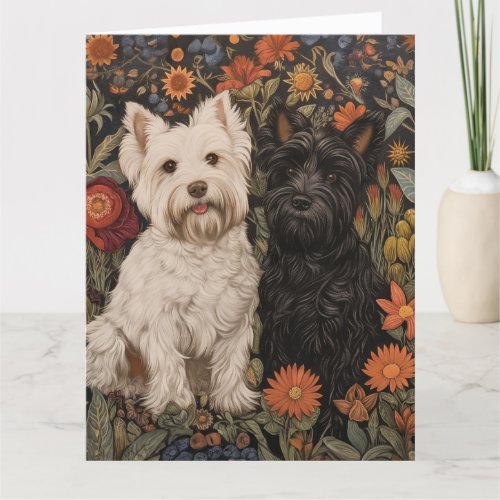 Black and White Westie and Scottie Vintage Thank You Card