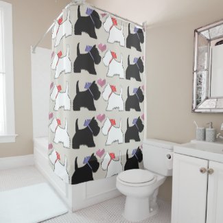Black and White Westie Dogs Art Shower Curtain