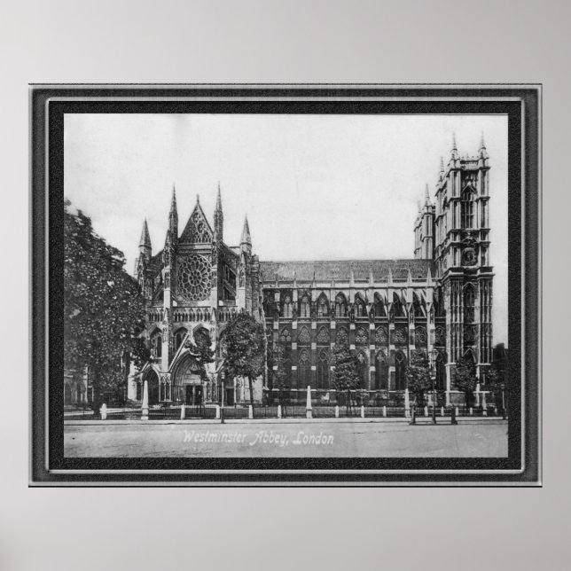 Black and White Westminster Abbey Poster (Front)