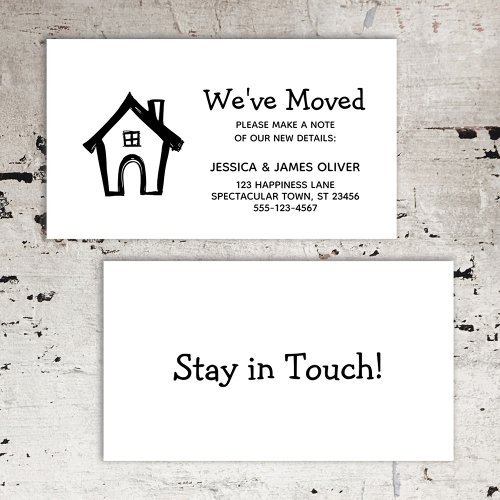 Black and White Weve Moved Card w Little House