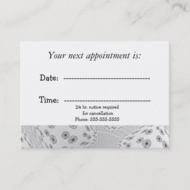 Black and White Wheels Medical Appointment Card (Front)