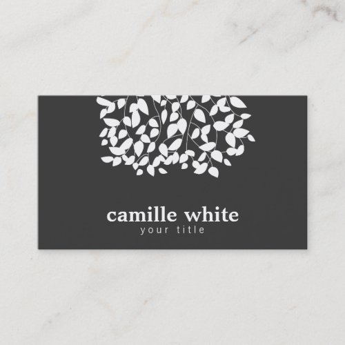 Black and White Whimsical Leaves Business Cards