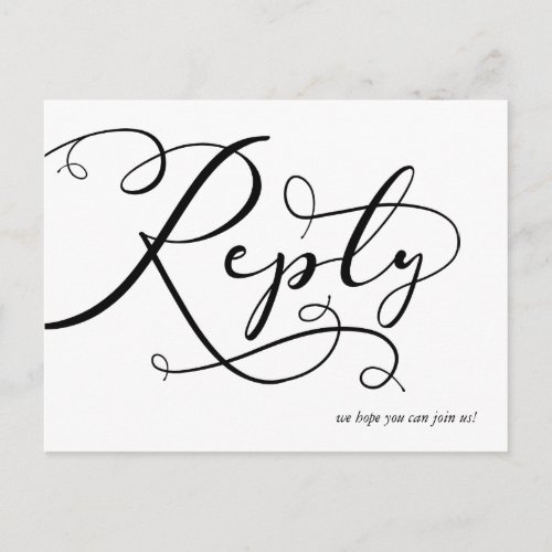 Black and White Whimsical Romantic RSVP Invitation Postcard