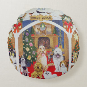 Black and white whiskers round pillow