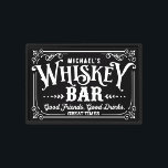 Black and White Whiskey Bar Canvas Print<br><div class="desc">This bar wall art features the words "Whiskey bar" in a decorative Victorian font. You can personalize with a name. Perfect for your home or business.</div>