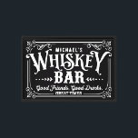 Black and White Whiskey Bar Canvas Print<br><div class="desc">This bar wall art features the words "Whiskey bar" in a decorative Victorian font. You can personalize with a name. Perfect for your home or business.</div>