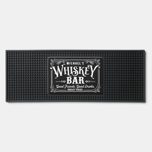 Black and White Whiskey Bar Mat