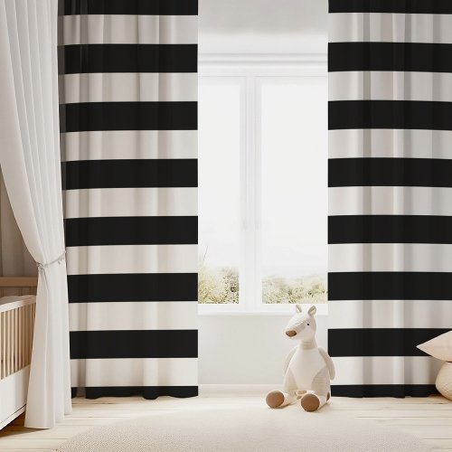 Black and White Wide Horizontal Stripe Blackout Curtains