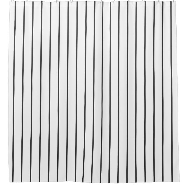 Black and White Wide Stripe Shower Curtain (Front)