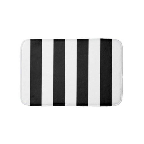 Black and White Wide Striped Bath Mat