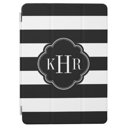 Black And White Wide Stripes Monogram Ipad Air Cover