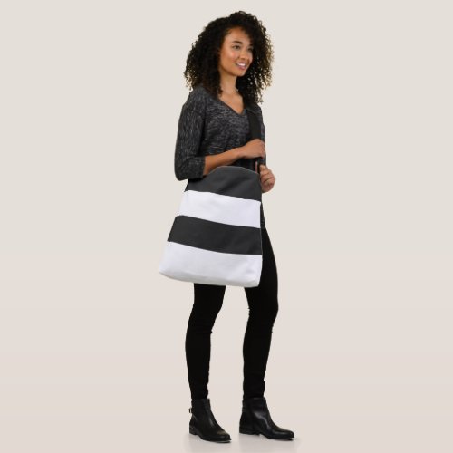 Black and White Wide Stripes Striped Pattern Crossbody Bag