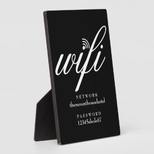 Black And White Wifi Network and Password Sign Plaque