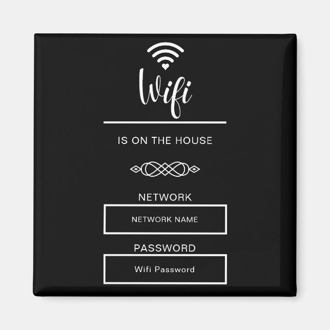 Black and White Wifi Password for Home Magnet (Front)
