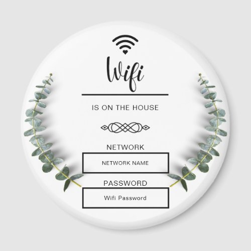 Black and White Wifi Password for Home Magnet