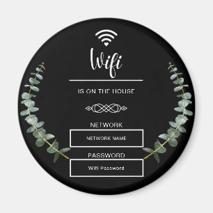 Black and White Wifi Password for Home Magnet