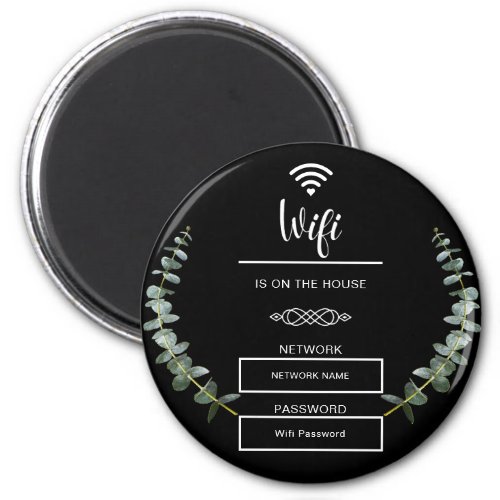 Black and White Wifi Password for Home Magnet