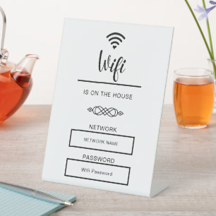 Black and White Wifi Password for Home Pedestal Sign